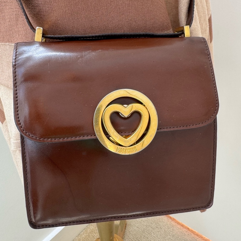 Chocolate Moschino Redwall Heart Buckle Crossbody